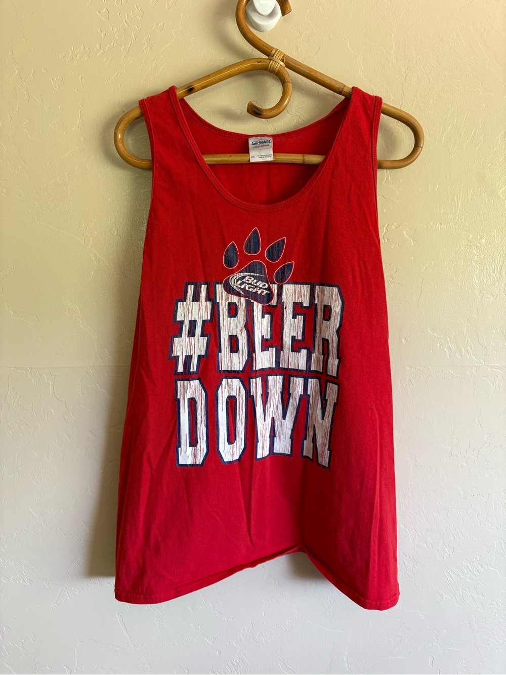 2000s U Of A Arizona Wildcats Beer Down Bud Light Mens Red Tank Top Size 2XL